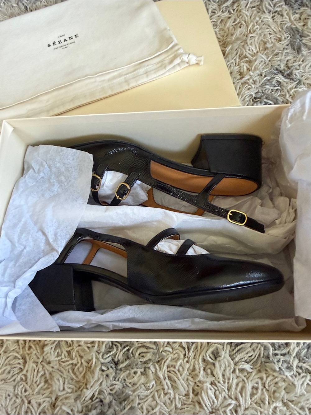 Sezane Black Patent Double-Strap Slingback Heels - Picture 5 of 11